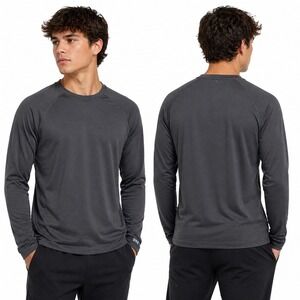 DSG Mens‎ Long Sleeve Performance Shirt Gray Athletic Training Top Raglan Tee